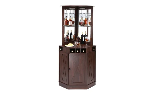 Vevor Corner Industrial Bar Cabinet - Wine Table For Liquor & Glasses