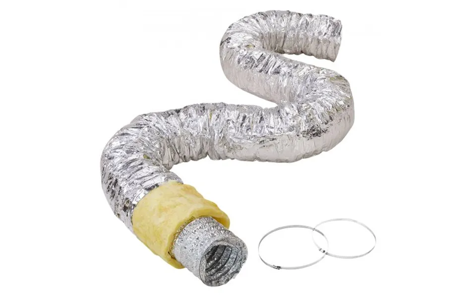 Vevor Dryer Vent Hose - 152.4mm Insulated Flexible Duct 7.62m Long With 2 Duct Clamps