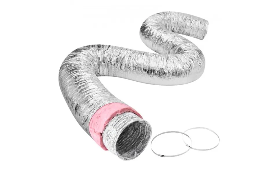 Vevor Dryer Vent Hose - 254mm Insulated Flexible Duct 7.62m Long With 2 Duct Clamps