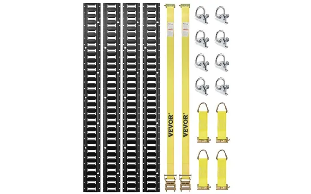 Vevor E Track Tie-down Rail Kit - 18pcs 5' E-tracks Set Includes 4 Steel Rails & 8 O-ring Anchors & 4 Tie-offs With D-ri
