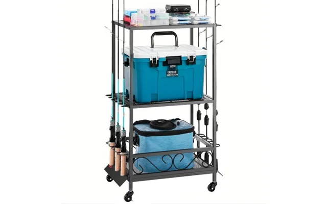 Vevor Fishing Rod Holder For 10-rods - Mobile Fishing Pole Rack Cart With Wheels