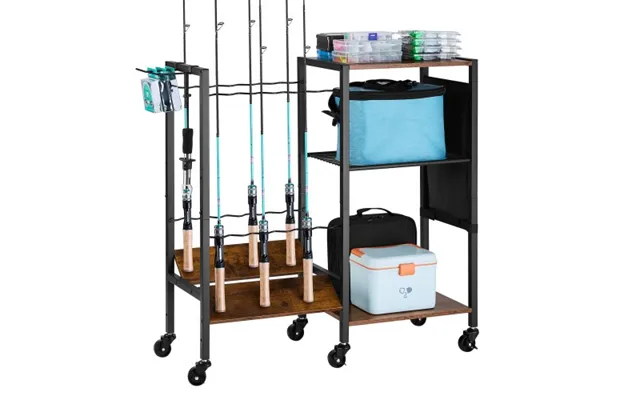 Vevor Fishing Rod Holder For 12-rods - Mobile Fishing Pole Rack Cart With Wheels