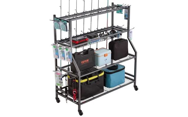 Vevor Fishing Rod Holder For 15-rods - Mobile Fishing Pole Rack Cart With Wheels
