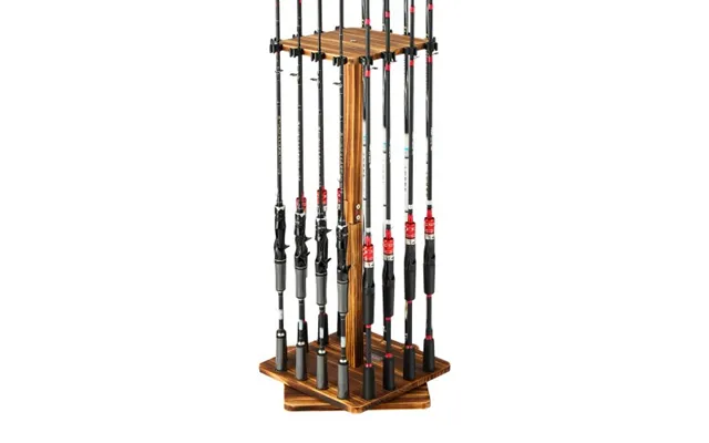 Vevor Fishing Rod Holders For 16 Fishing Poles - 360 Rotating Wood Fishing Rods Rack For Garage Organization And Storage