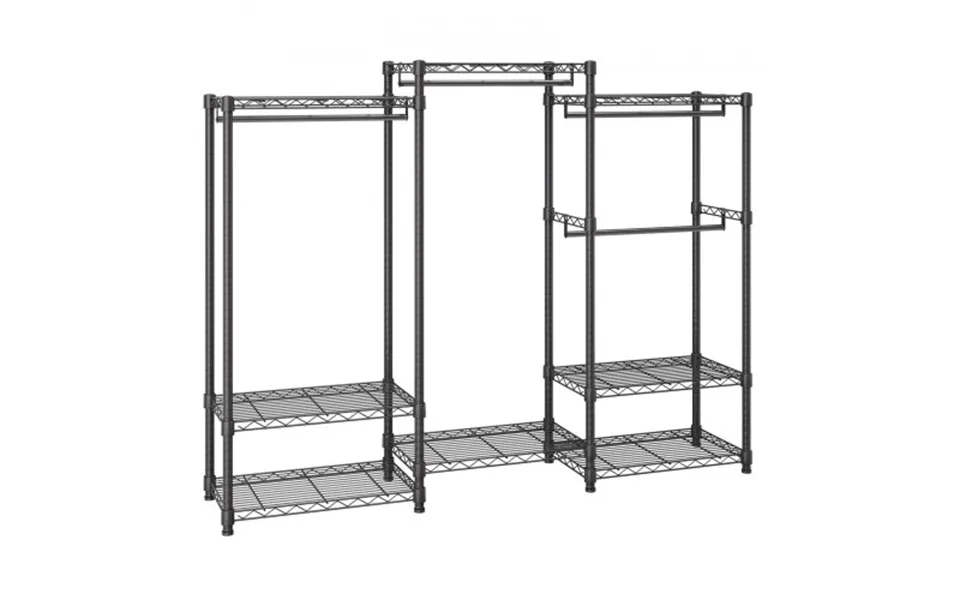Vevor Heavy Duty Clothes Rack - Rolling Clothing Garment Rack With 4 Hang Rods & 8 Storage Tiers