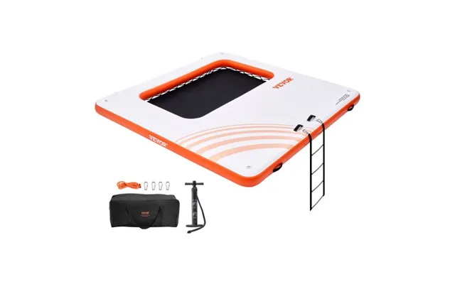 Vevor Inflatable Floating Dock - 10x10ft Inflatable Dock Platform With 4*7ft Trampoline Mesh Pool