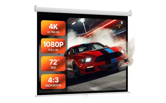 Vevor Manual Projector Screen - 1829 Mm 4 3 4k 1080 Hd Retractable Pull Down Projector Screen
