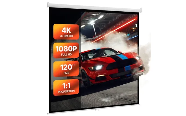 Vevor Manual Projector Screen - 3048 Mm 1 1 4k 1080 Hd Retractable Pull Down Projector Screen