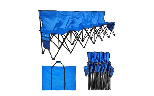 Vevor Portable Folding Bench - 6 Seat Foldable Soccer Bench With Side Pockets And Carrying Bag