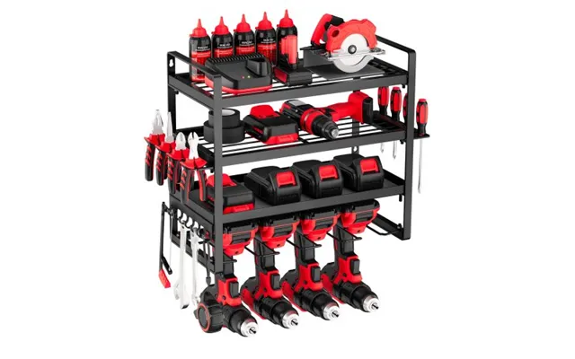 Vevor Power Tool Organizer Wall Mount - 4-layer Storage Rack With 4 Drill Holders
