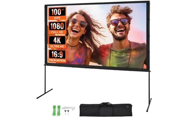 Vevor Projector Screen With Stand - 100 Inch 16 9 4k 1080 Hd Outdoor Movie Screen With Stand