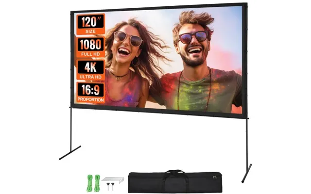 Vevor Projector Screen With Stand - 120 Inch 16 9 4k 1080 Hd Outdoor Movie Screen With Stand