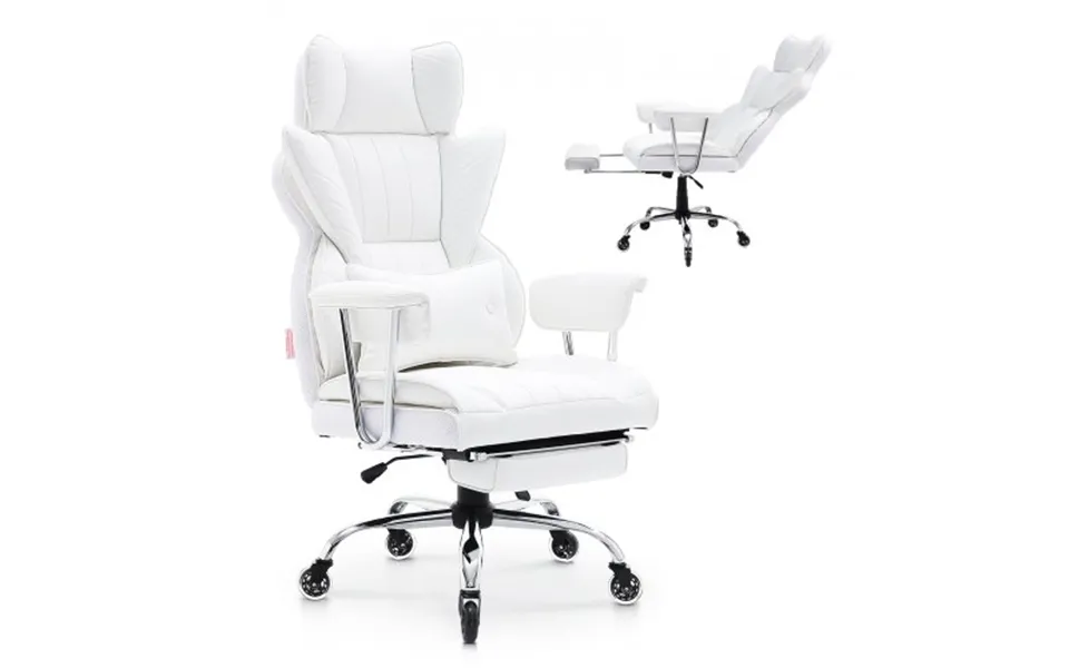 Vevor Reclining Office Chair With Footrest - Heavy Duty Pu Leather Wide Office Chair