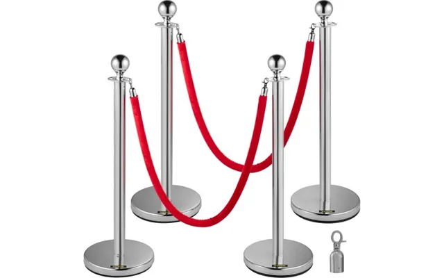 Vevor Retractable Silver Round Top Queue Control Barrier Posts Stands Security Stanchion Rope Divider With 1