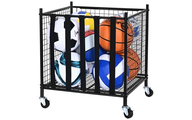 Vevor Rolling Sports Ball Storage Cart - Lockable Basketball Cage With Elastic Straps