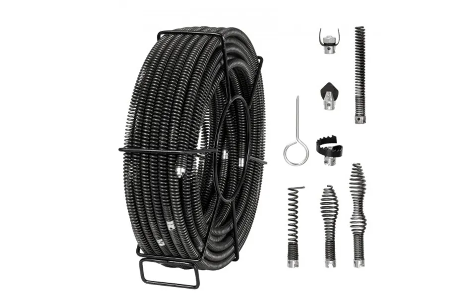 Vevor Sectional Drain Cleaning Cable 100ft 30.5 M X 5 8in 1.6 Cm & 7 Cutters For 0
