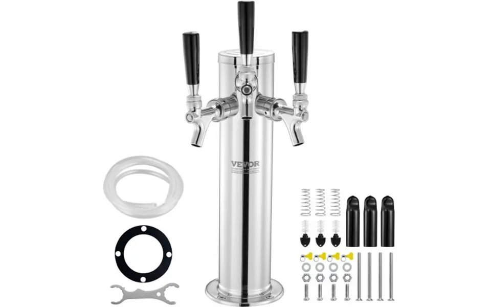 Vevor Triple Taps Draft Beer Tower Dispenser - Stainless Steel Keg Beer Tower