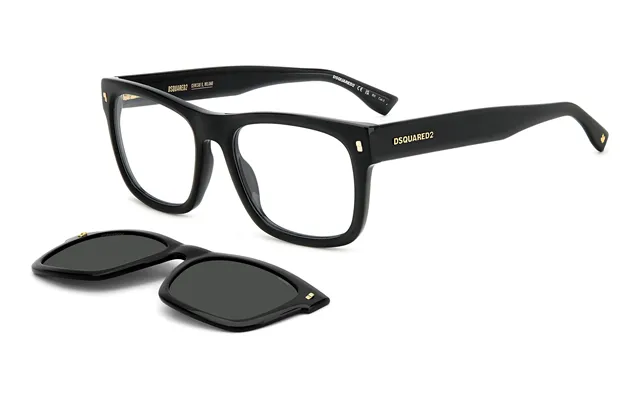 Dsquared2 D2 0100 Cs 807 M9 Man Sunglasses Plastic Black Grey Geometric Polarized Clip-on
