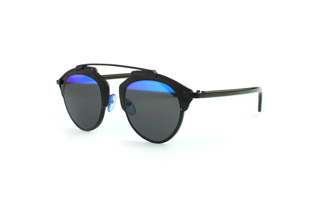 Ex925 C.3 Unisex Sunglasses Metal Black Round