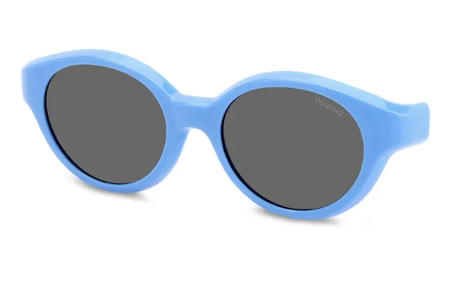 Polaroid Pld K007 Cl-on Mvu M9 Kid Clip-ons Plastic Light Blue Grey Round Polarized