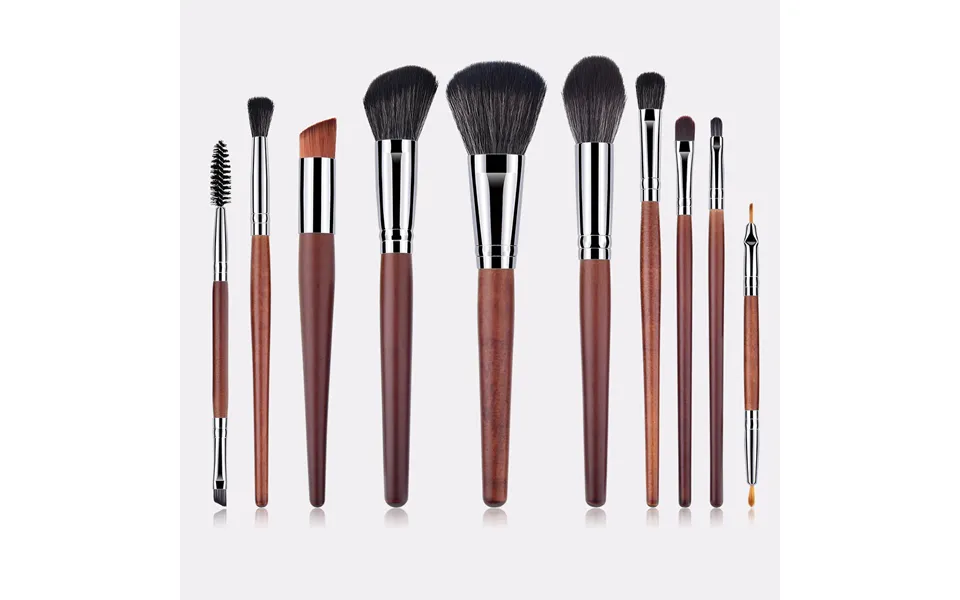 10 Mahogany Color Makeup Brush Set