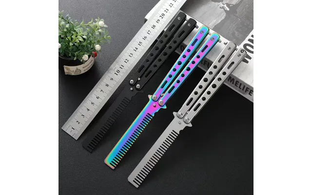 1pcs Foldable Comb Stainless Steel Butterfly Knife Comb Beard Moustache Brushe Salon Hairdressing Styling Tool product image