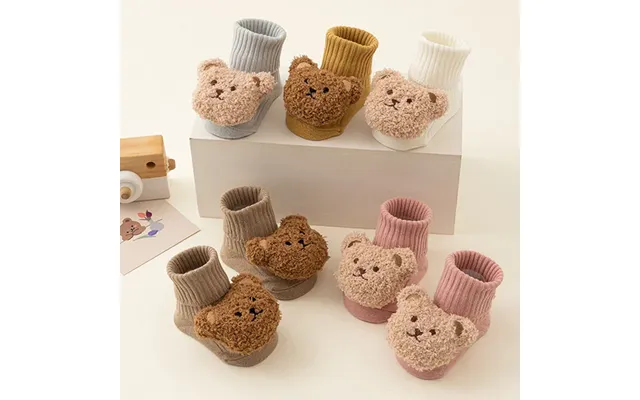 Cute Cartoon Bear Baby Socks For Boy Girl Winter Soft Cotton Anti Slip Soled Newborn Toddler Sock Kids Thicken Socken Wa product image