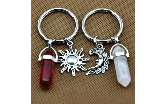 Education & Office Supplies 2 Pieces Of Sun And Moon Crystal Keychains product image