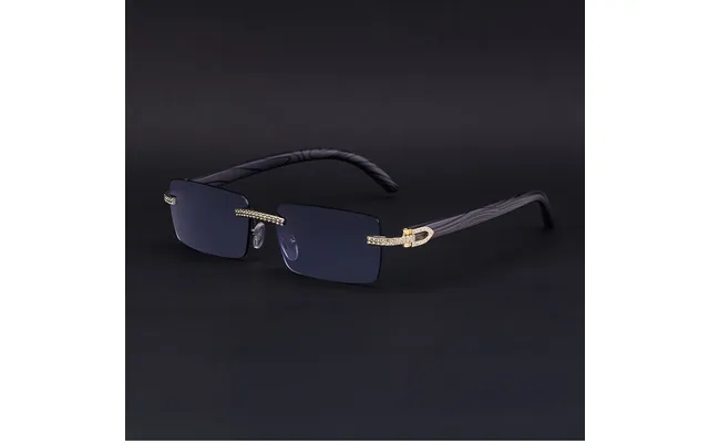 European And American Retro Frameless Men's Sunglasses With Diamond Inlaid Wood Grain - Sunglasses With Legs product image