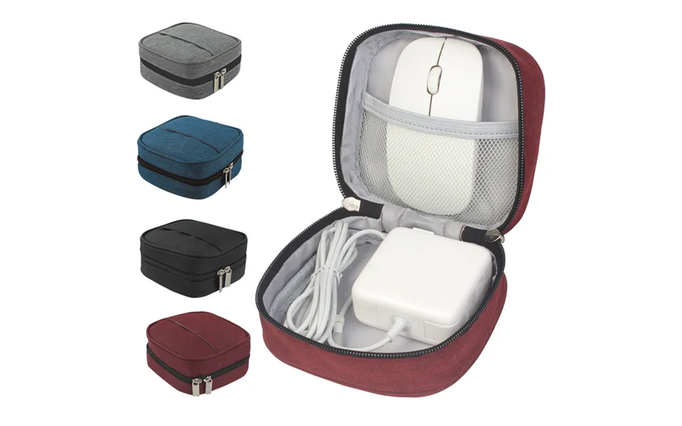 Headphone Storage Bag Large Capacity Zipper Closure Oxford Cloth Square Digital Storage Bag Adapter Data Cable Container