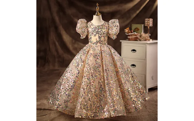 Kid's Clothing Champagne Color Princess Dress Girl Tutu Skirt Children Little Host Flower Girl Wedding Little Girl Piano product image