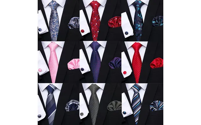 Korean Version Jacquard 7.5cm Casual Pocket Scarf Cufflink Set Men's Floral Tie product image