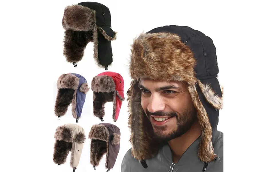 Men's Winter Trapper Aviator Trooper Earflap Waterproof Ski Hat Bomber Cap Russian Warm Ear Protectors Hats