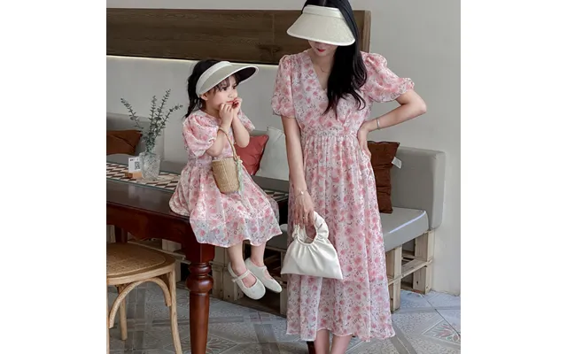 Mother & Kids Parent-child Summer Dress 2024 New Short-sleeved Chiffon Korean Style Floral Style Thin Cool Mother And Da product image