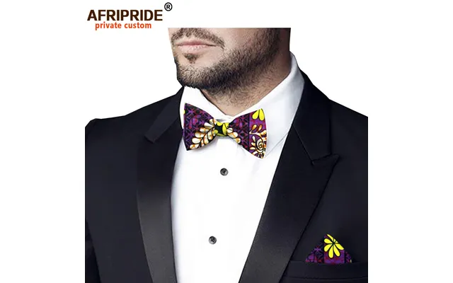 New Hot Selling African Ethnic Print Batik Business Suit Small Square Scarf Bow Tie Combination Afripride product image