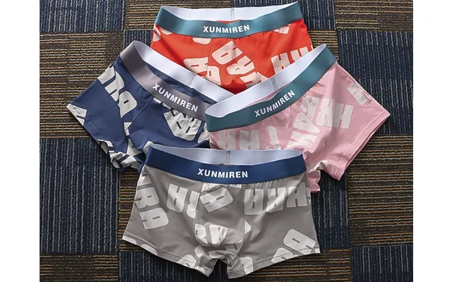 New2024 High-end Sexy 4 Packs Men's Underwear - Pure Cotton Boxer Personalized Trendy Fashion Printed Mid Waist Four Cor product image