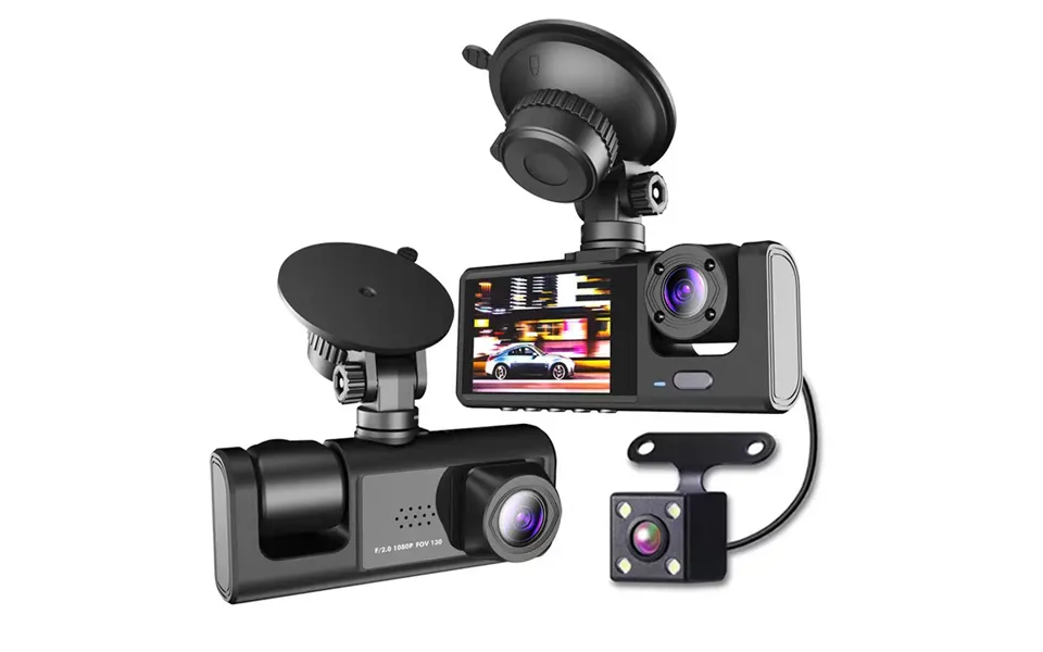 Private Model 2 Inch Three Lens Hd Video Driving Recorder Wholesale Large Wide Angle Car Recorder Dashcam