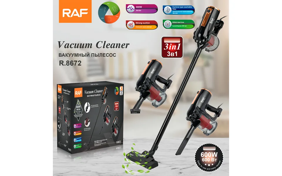 Raf 600w Powerful Handheld Vacuum Cleaner With 10kpa Suction, 2m Cord, Flat Nozzle - 110v 220v For Home, Car, Office Mul