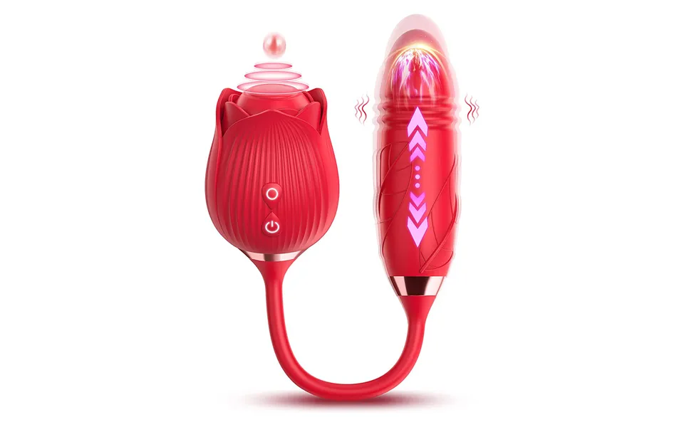 Rose Toy Dildo Thrusting Vibrator For Women Egg Clitoris Sucker Stimulator Tongue Licking Wiggle Adults Go