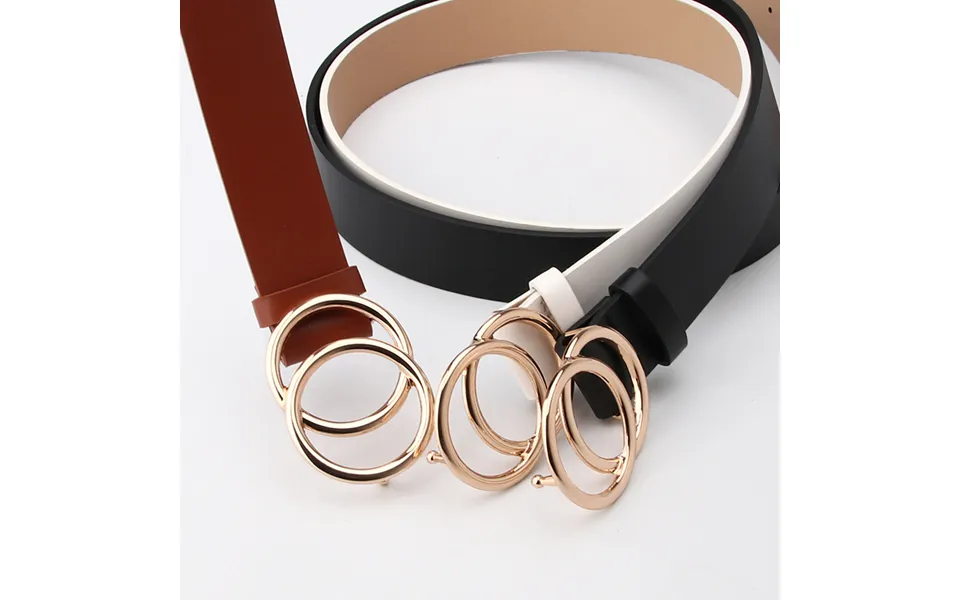 Women's Belts Double-ring Belt Round Buckle Alloy Snap Belt Student Simple Trouser Belt Sweater Coat Decorative Belt
