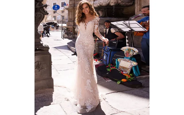 Women's Dress Wedding Gown Bridal Lace Long Sleeve Wedding Gown Train product image