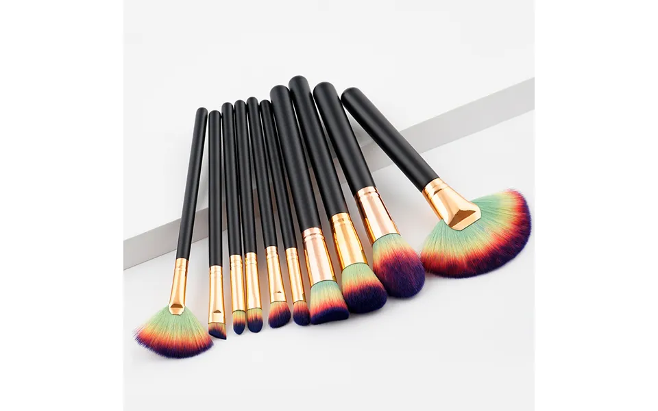 10 Black Four-color Hair Makeup Brush Set