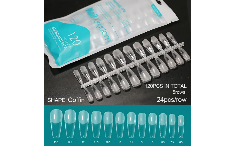 120pcs False Nails Acrylic Press On Nails Coffin Artificial Nails Clear Semi-matte Tips For Extension Manicure Tool