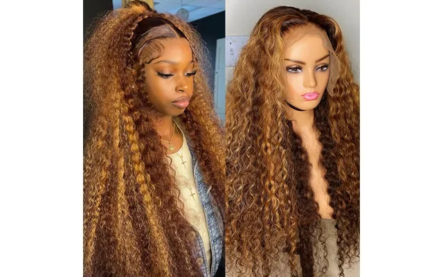 16-36 Inch Highlight Ombre Hd Lace Frontal Wig Curly Human Hair Wigs 4 27 Colored Deep Wave Closure Wig
