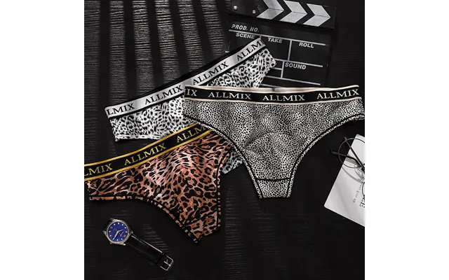 1pcs Men's Sexy And Interesting Letters Wide-waisted Leopard Print Sports And Fitness Low-waist Thong Briefs Briefs product image