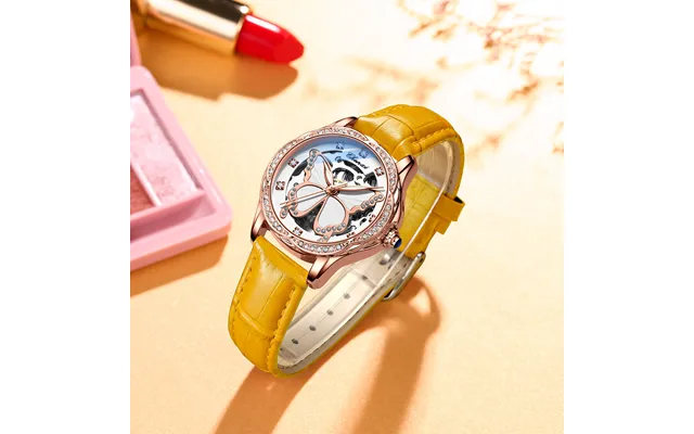 2023 New Hot Selling Orange Butterfly Dial Fashion Diamond Inlaid Watch Women's Waterproof Fully Automatic Mechanical Wa product image