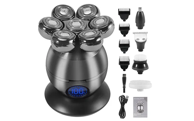 5 In 1 Electric Head Shaver For Bald Men 7d Floating Cutter Beard Trimmer Clipper Ip68 Waterproof Shaving Usb Wireless C product image