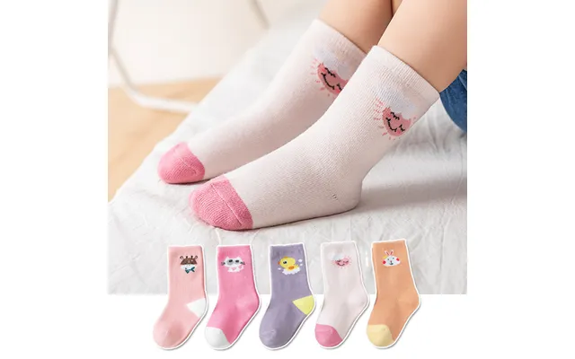 5pairs Set Children's Socks Mid-calf Length Socks Baby Cotton Floor Socks Cute Baby Socks