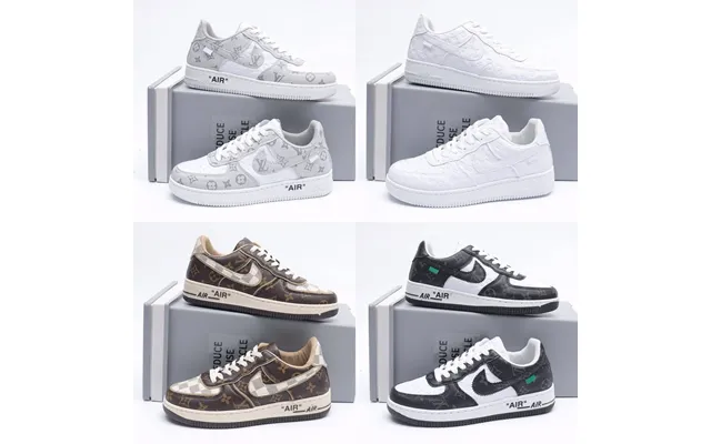 Adult Mens Womens Fashion L-v X Jd Brown Orange White Black Louis-vton X Air-force 1 Sneakers Sports Shoes Skateboarding product image