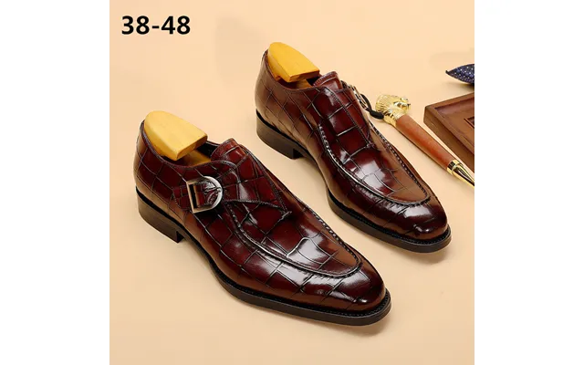 Aufu Shoes 2023 Men's Shoes Autumn New Leather Shoes Men's Munk Shoes Square Toe Shoes Men's Buckle Trendy Shoes